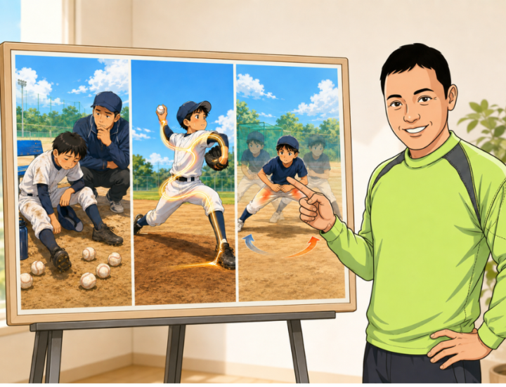 投球をしている男性