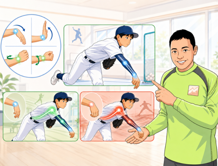 ピッチングをしている男性