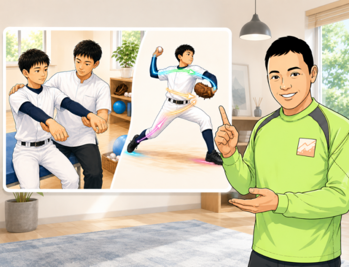 ピッチングをしている男性