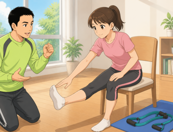 セルフケアを継続する女性と整体師