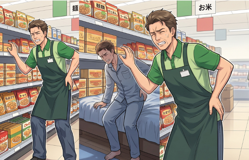 スーパーで痛そうにしている男性