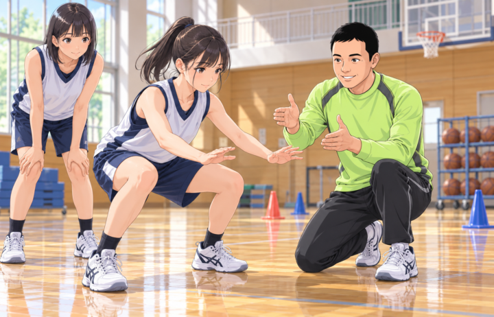 しゃがんでいる女性