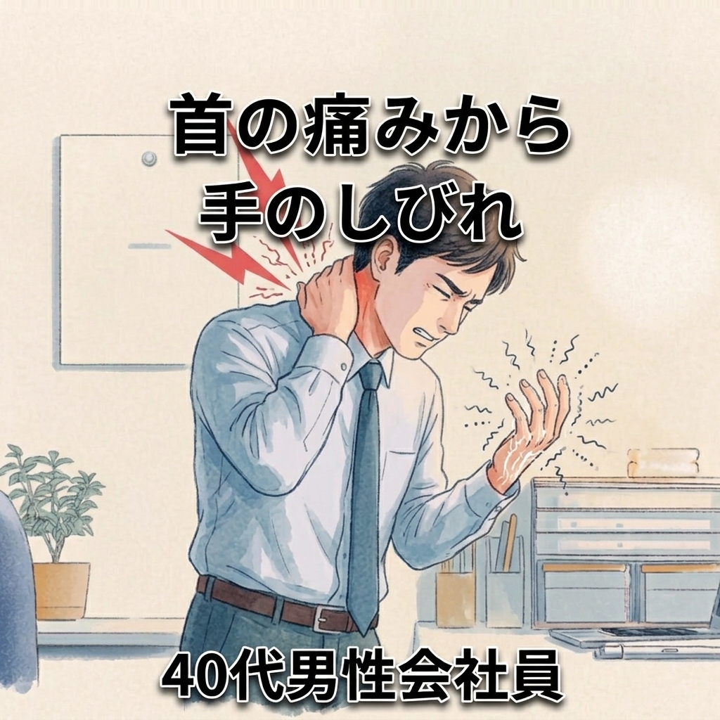首の痛みと手の痺れの症例