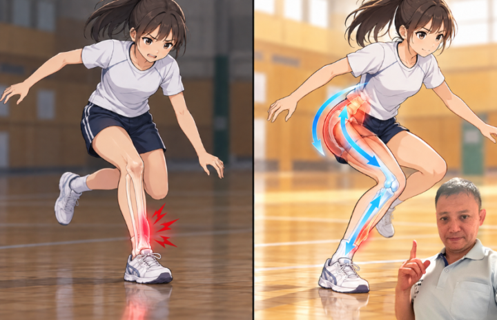 踏み込んでいる男性