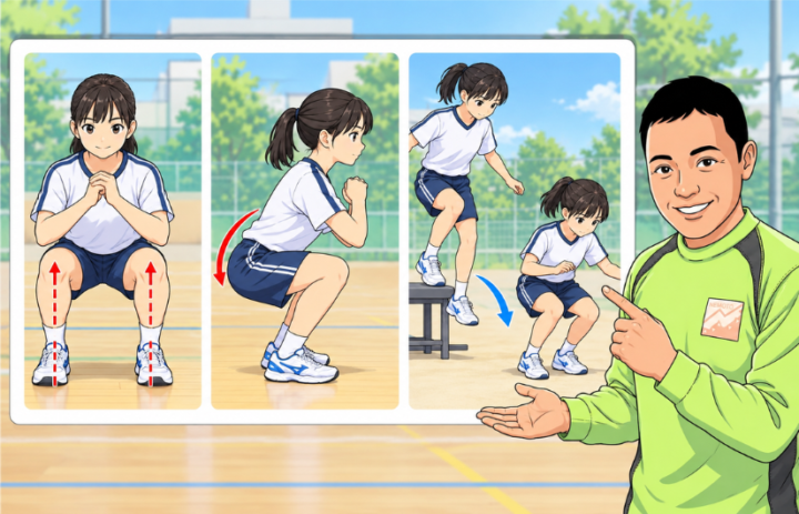 スクワットしている女性