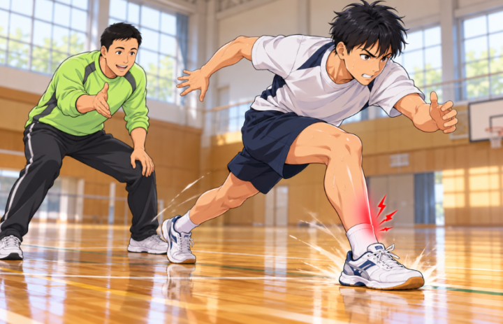 踏み込んでいる男性