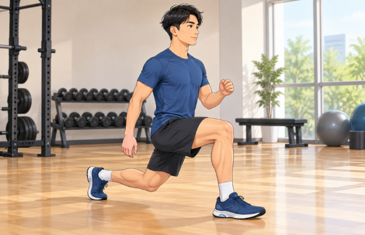 ランジをしている男性