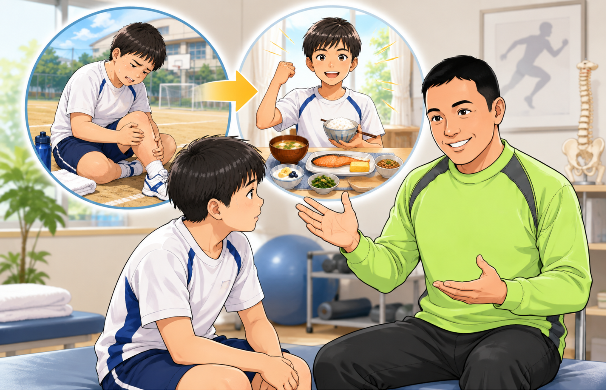 話を聞いている少年