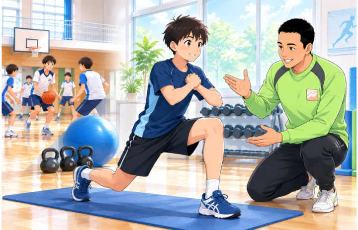 ランジをしている男性