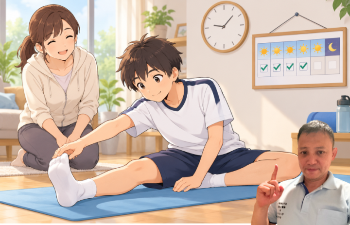 ストレッチをしている男性