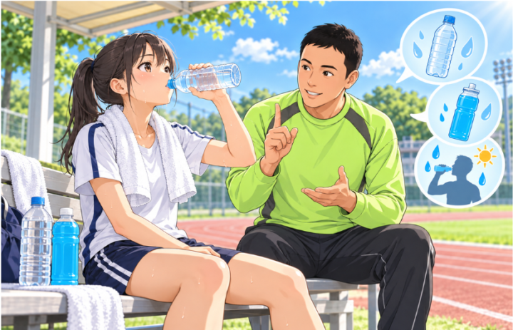 水を飲んでいる女性