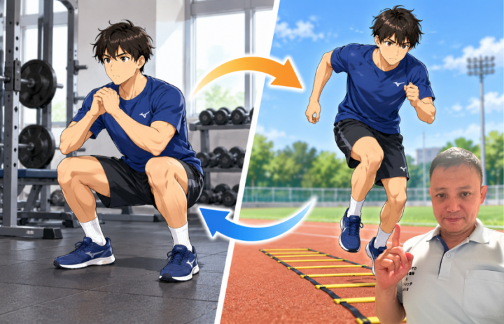 スクワットしている男性