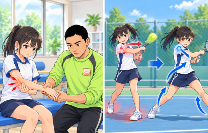 肘に手を当てている女性