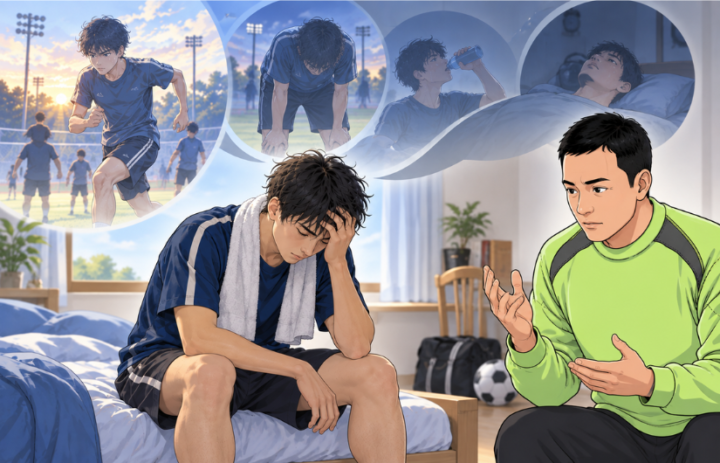 ベットに座っている男性