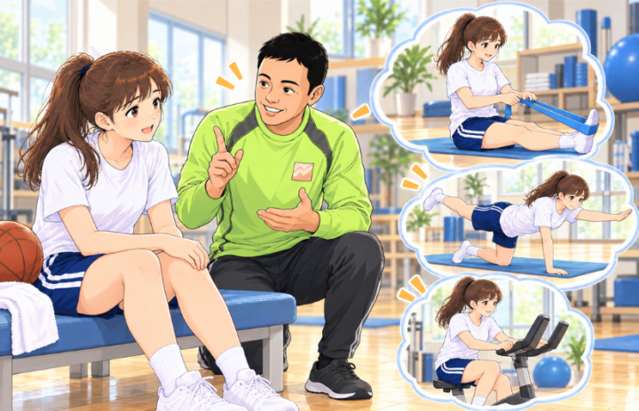 説明を聞いている女性