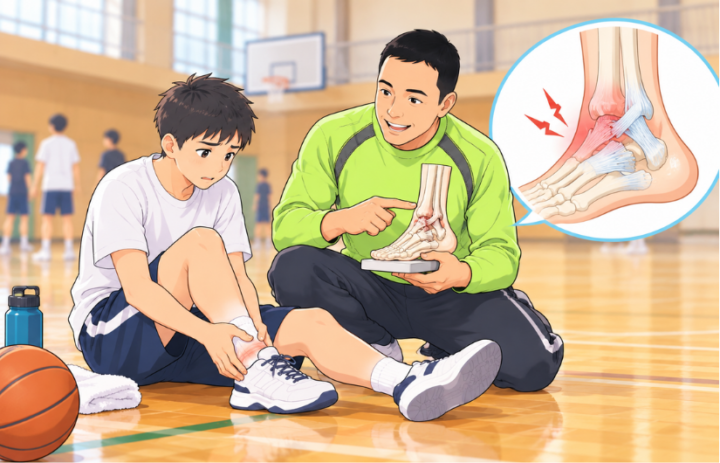 模型で説明をしている男性