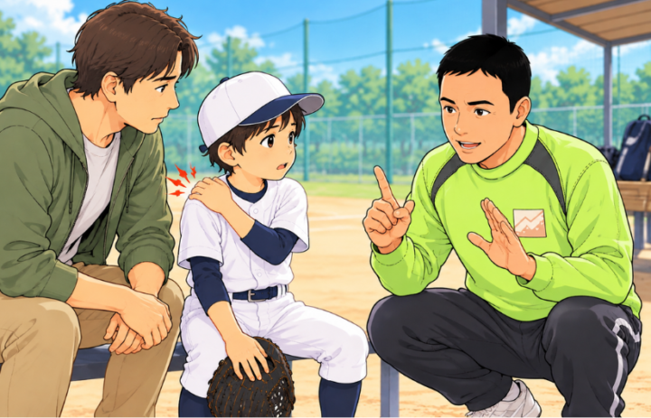 親子にはなしている男性
