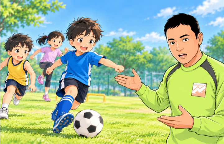 サッカーをしている男性