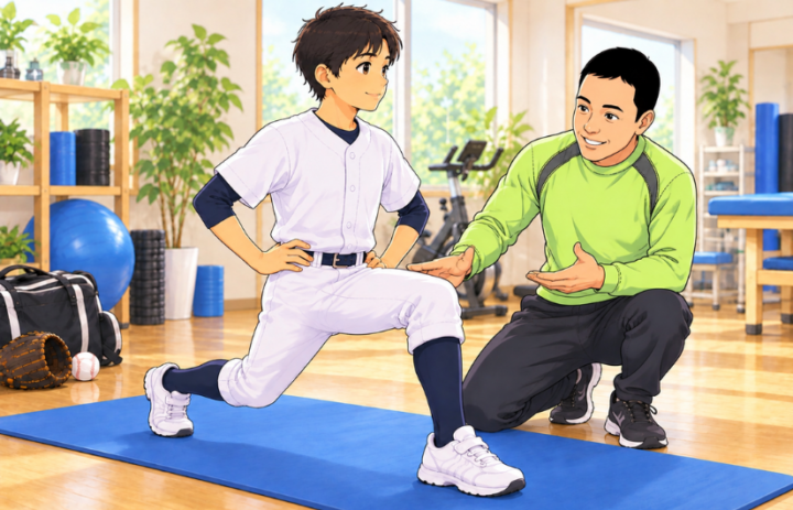 ランジをしている男性