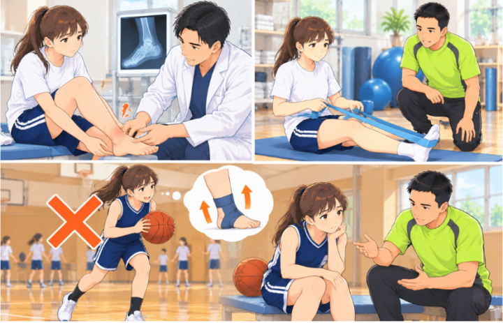病院で診てもらっている女性