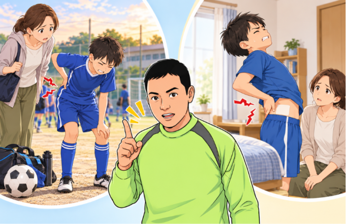 腰に手を当てている男性