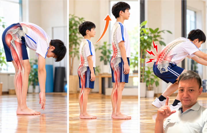 前屈をしている男性