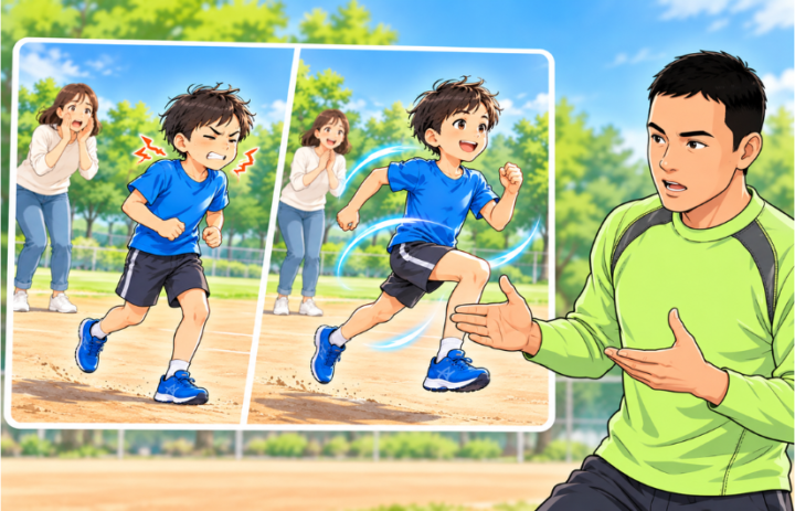 走っている男の子