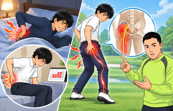 腰に手を当てている男性