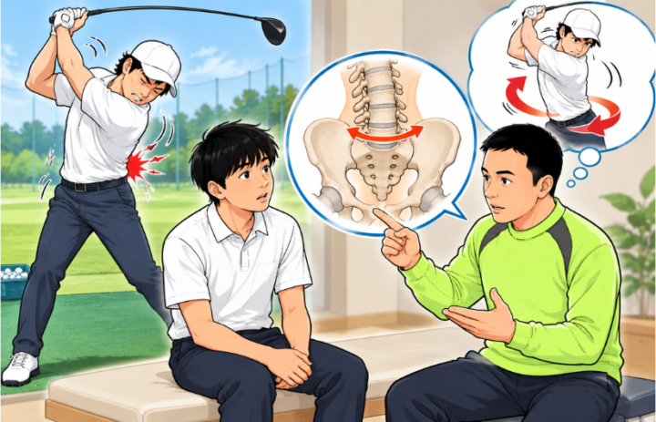 説明を聞いている男性