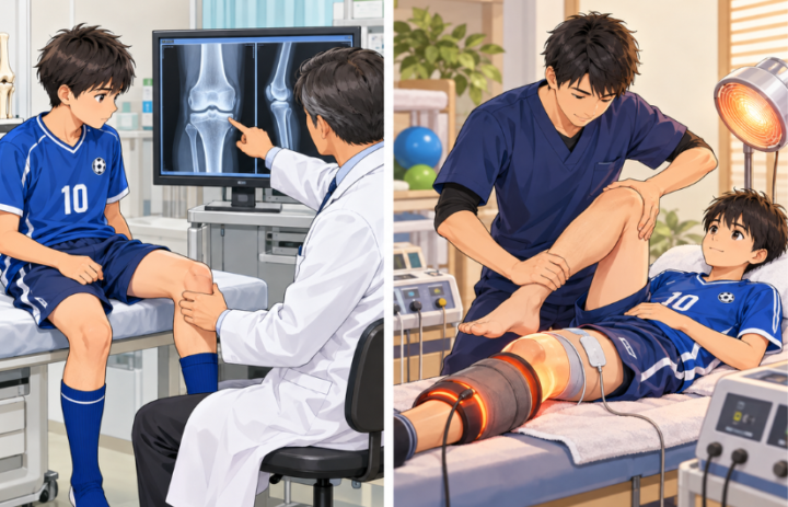 レントゲンの説明を聞いている男性