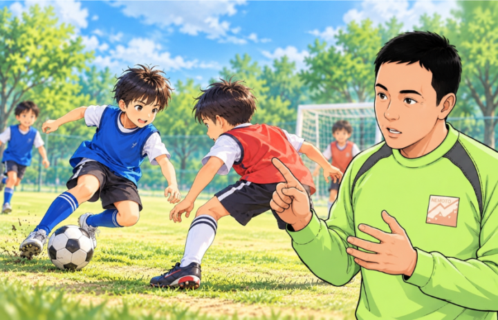 サッカーをしている男性