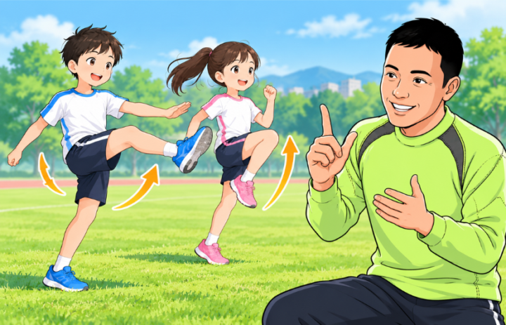 動的ストレッチをしている男性