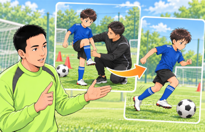サッカーをしている男性
