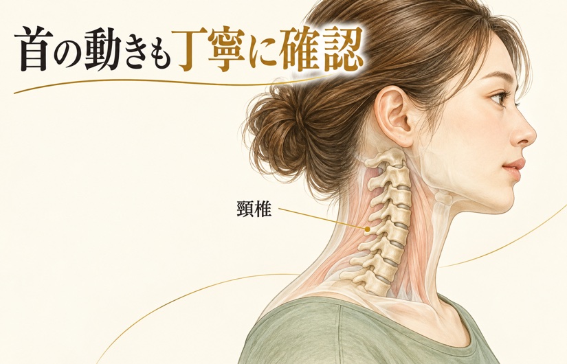 首の横から見た頸椎の位置を示す説明イラスト