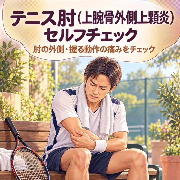 テニス肘（上腕骨外側上顆炎）セルフチェック｜ねもと整体の画像