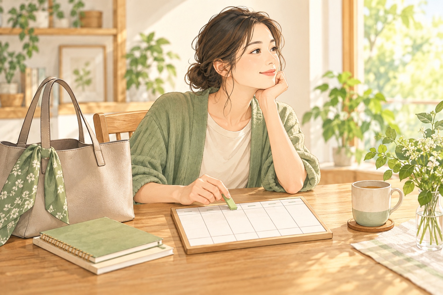 仕事の予定と来院日を調整する手帳のイラスト